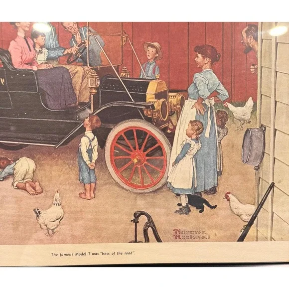 Norman Rockwell The Famous Model T Boss of the Road Framed Lithograph Print Art - Picture 5 of 5